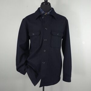 Gap Jacket Mens Large Blue Wool Quilted Lined Button Shirt Jacket Military